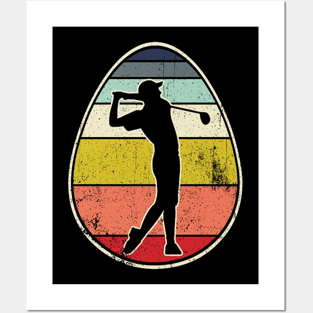 Retro Vintage Golf Player Easter Eggs Family Kids Wall Art by Maccita